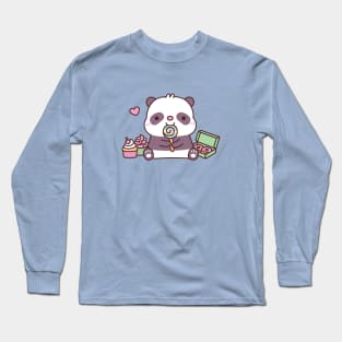 Panda With Lollopop Sweet Tooth Long Sleeve T-Shirt